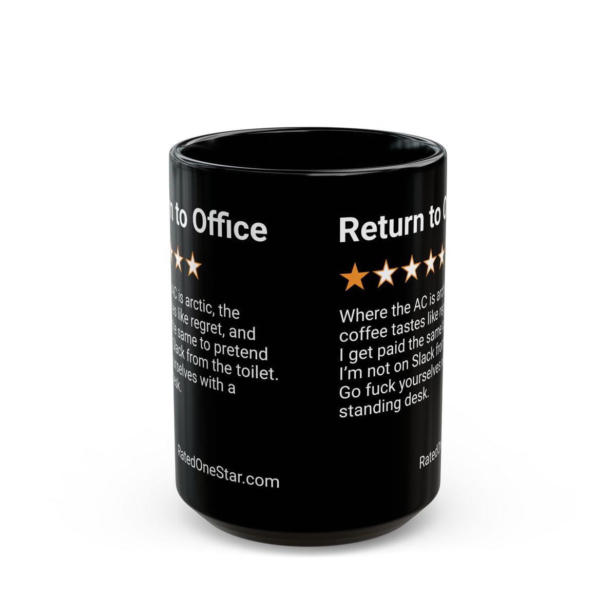 RETURN TO OFFICE - REGRET - BLACK MUG