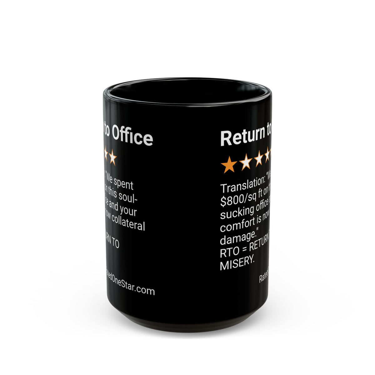RETURN TO OFFICE - SOUL SUCKING - BLACK MUG